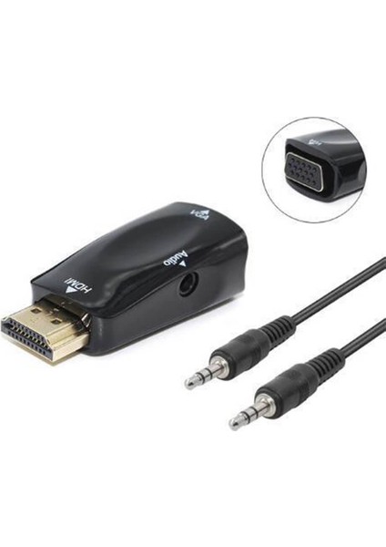 HDMI To VGA Çevirici Dönüştürücü Ses Çıkışlı Ps3 Ps4 Receiver Projeksiyon Pc Laptop