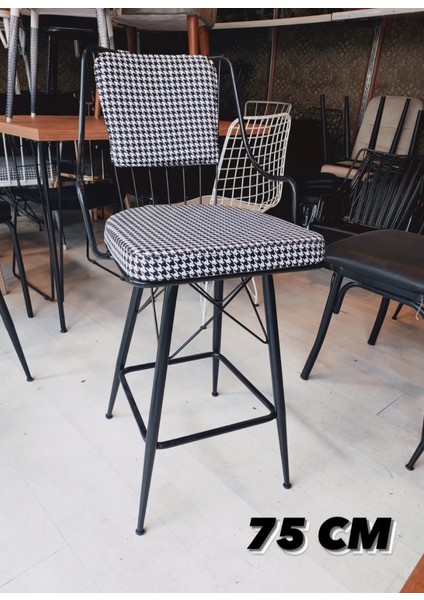 Bar Sandalyesi 75 cm Kazayağı Kumaş