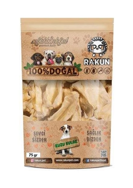 Kurutulmuş Kuzu Kulak Köpek Ödülü 75 gr