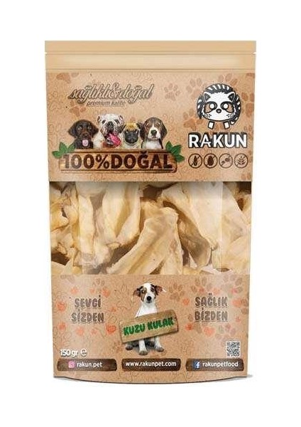 Kurutulmuş Kuzu Kulak Köpek Ödülü 150 gr