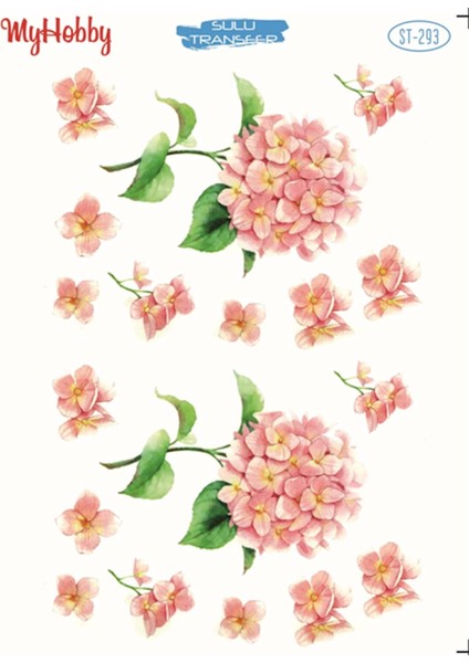 St 293 Pembe Ortanca Desenli Sulu Transfer 25X35