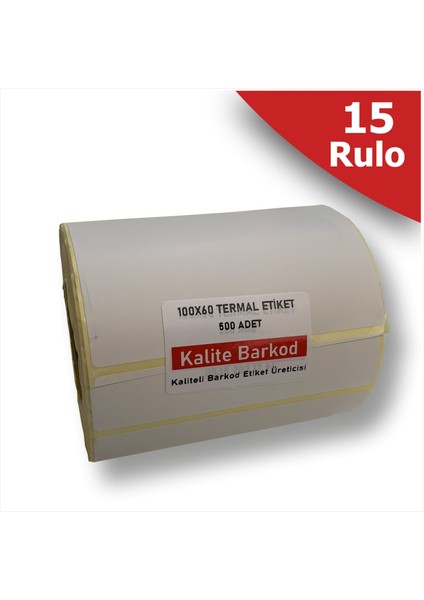 100x60 Termal Etiket 15 Rulo Barkod Etiketi