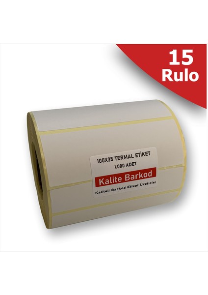 100x35 Termal Etiket 15 Rulo Barkod Etiketi