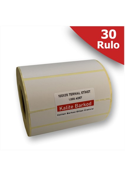 100x35 Termal Etiket 30 Rulo Barkod Etiketi