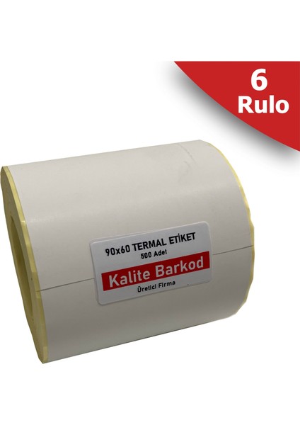 90x60 Termal Etiket 6 Rulo Barkod Etiketi