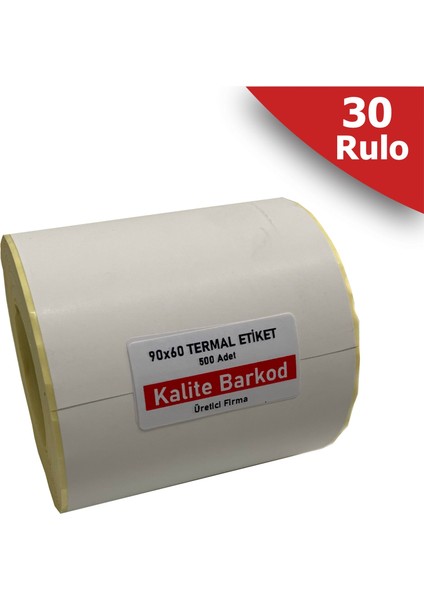 90x60 Termal Etiket 30 Rulo Barkod Etiketi