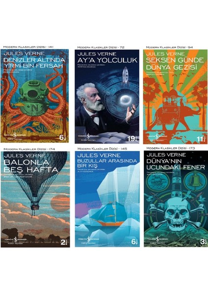 Balonla Beş Hafta - Seksen Günde Dünya Gezisi - Ay’a Yolculuk - 6 Kitap Set - Jules Verne