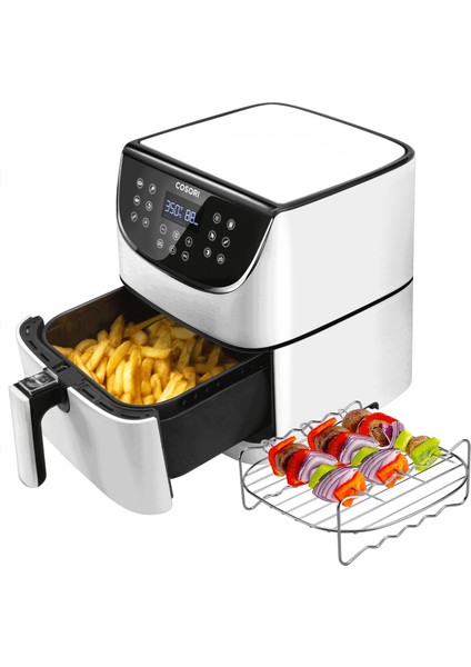 Premium XXL 5.8-Quart ( 5.5 Litre ) - 1700W Dokunmatik Panelli Yağsız AirFryer Fritöz - Beyaz