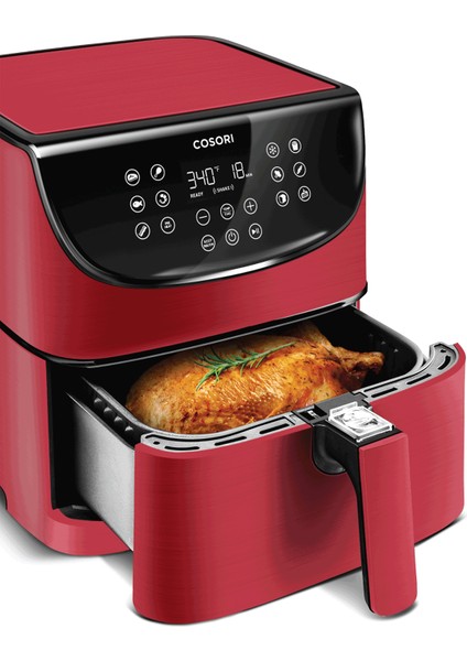 Premium XXL 5.8-Quart ( 5.5 Litre ) - 1700W Dokunmatik Panelli Yağsız AirFryer Fritöz - Kırmızı