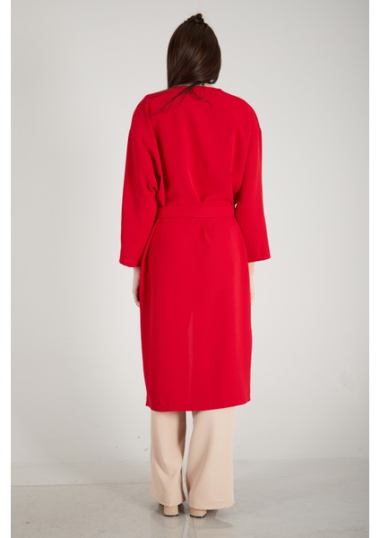 Kırmızı Krep Belden Kuşaklı Kimono 0107121.08 modelleri
