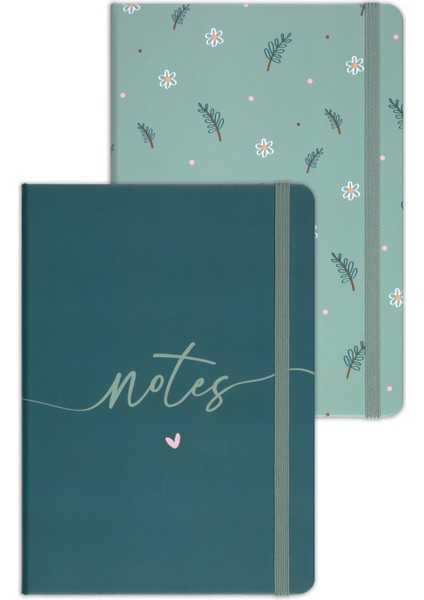 Matt Notebook A5 2'li Defter Seti 15X21 cm Çizgili Papatya