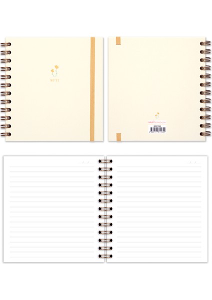 Matt Notebook 15X15 cm Kare 2'li Set Spiralli Çizgili Tarihsiz Not Defteri Papatya