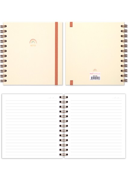 Matt Notebook 15X15 cm Kare 2'li Set Spiralli Çizgili Tarihsiz Not Defteri Gökkuşağı