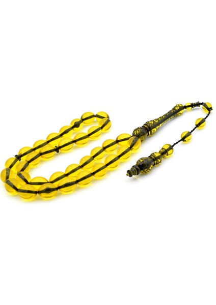 Usta Işi Sistemli Arpa Kesim Lacivert Toz Pres Kehribar Tesbih fiyatları