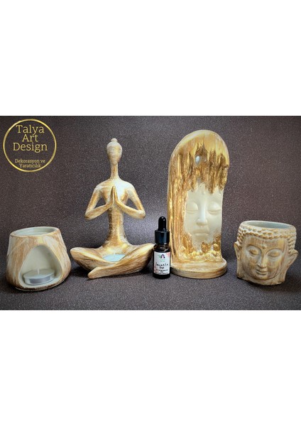 Yeni Talya Art Design 5'li Set Altın Eskitme Namaste, Tütsülük, Buddha, T.a.d. ve Lavanta Yağı