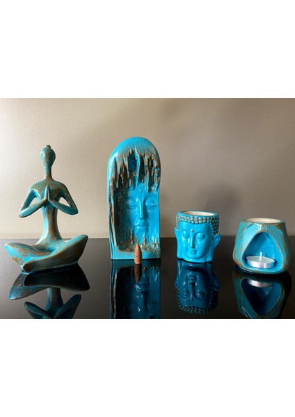 Yeni Talya Art Design 4 Parça, Namaste Mumluk, Tütsülük, Buddha ve T.a.d. Buhurdanlık Seti.