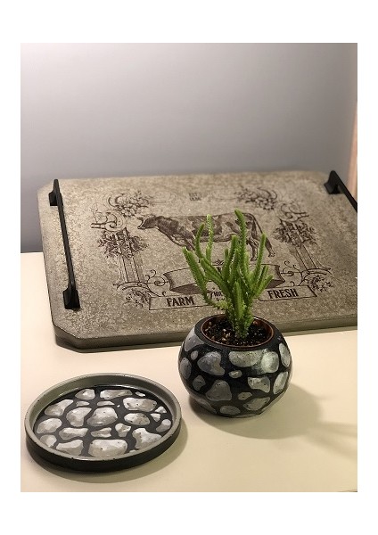 Talya Art Design, Beton Büyük Boy, Türk Kahvesi Servis Tepsisi.