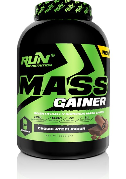 Run Nutrition Gainer - 3 Kg - Çikolata Aromalı - 30 Servis - Hediyeli