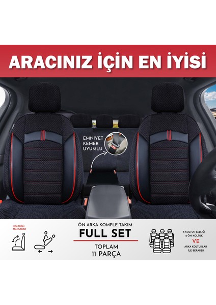 Neva Ful Set Oto Koltuk Kılıfı  (2+1)  Binek Araçlara Uyumlu