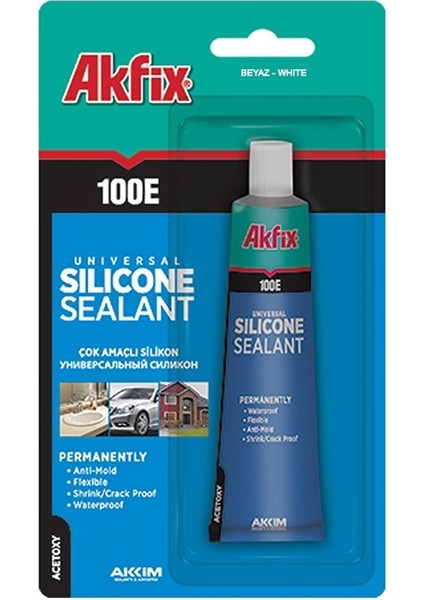 100E Genel Amaçlı Tüp Silikon Beyaz 50 ml Tüp