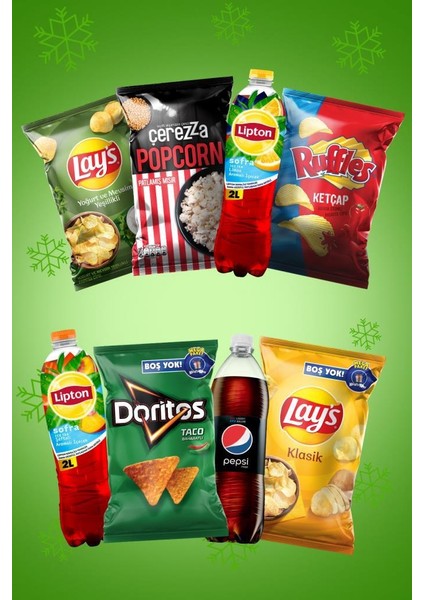 Yaz Cips ve Içecek Paketi (Lay’s, Ruffles, Doritos, Çerezza, Lipton Ice Tea, Pepsi)