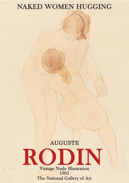 Auguste Rodin "naked Women Hugging" Sanatsal Çerçeveli Poster (30*42)