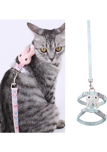 Tavşan Başı Tipi Kedi Çekiş Halat Anti-Breakway Ayarlanabilir Kedi Tasması, Boyut: 3-6kg Için Uygun Büyük (Yeşil) (Yurt Dışından)