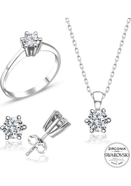 Sertifikalı Swarovski Taş 6 Tırnak 925 Gümüş Set Takım fiyatları