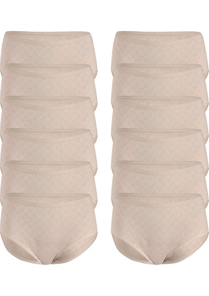 Kadın 12'li Paket Kalpli Yüksek Bel Bato Külot