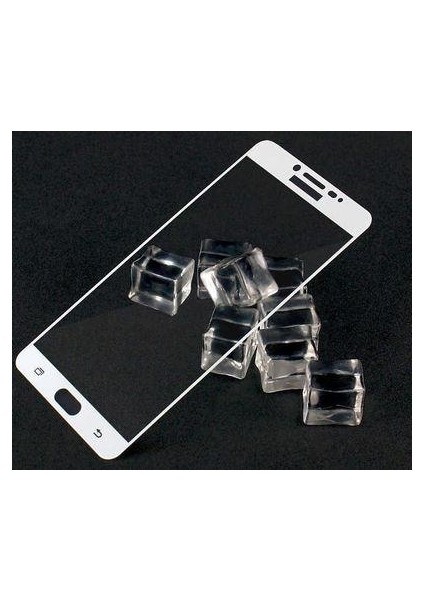 Galaxy C5 Pro Ekranı Tam Kaplayan Cam Koruyucu Beyaz