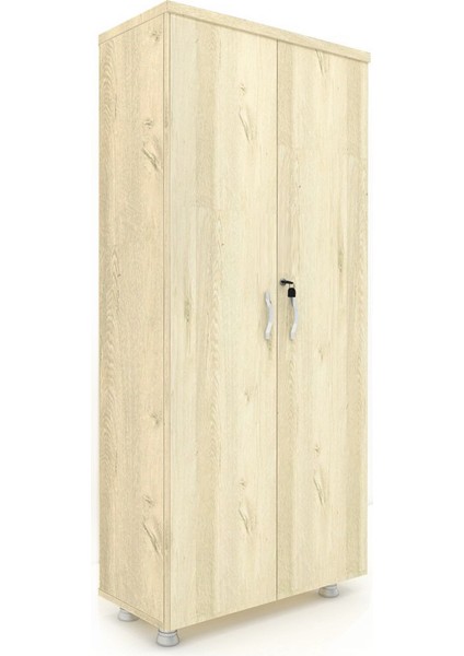 Büyük Boy Tam Kapak Kitaplık Dosya Dolabı Meşe - 80X38X188