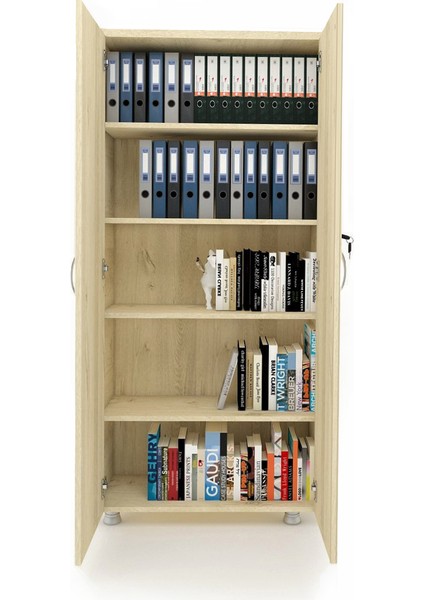 Büyük Boy Tam Kapak Kitaplık Dosya Dolabı Meşe - 80X38X188 fiyatları