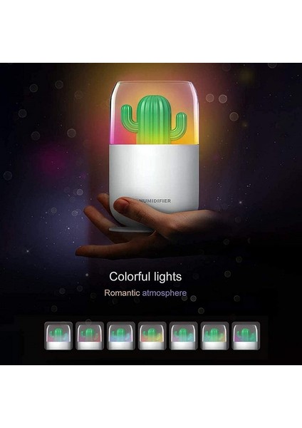 300 ml. Masa Nemlendiriciler Kaktüs Fısıltı Sessiz Çalışma Usb, Gece Işığı İşlevli (Yurt Dışından)