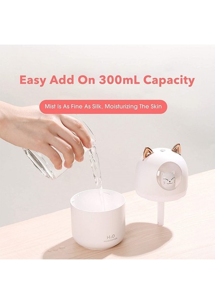 Ev İçin Serin Mist Nemlendirici Sevimli Kedi Yatak Odası İçin Gece Lambası Bebek Odası İçin Temel Saf Hava 300 ml. (Yurt Dışından)