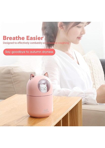 Ev İçin Serin Mist Nemlendirici Sevimli Kedi Yatak Odası İçin Gece Lambası Bebek Odası İçin Temel Saf Hava 300 ml. (Yurt Dışından)