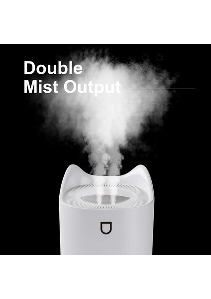 Yatak Odası İçin Soğuk Sis Nemlendirici USB Kolay Temizleme / Üst Doldurma / Asla Sızdırmaz / Çift Püskürtücü 3000 ml. (Yurt Dışından)