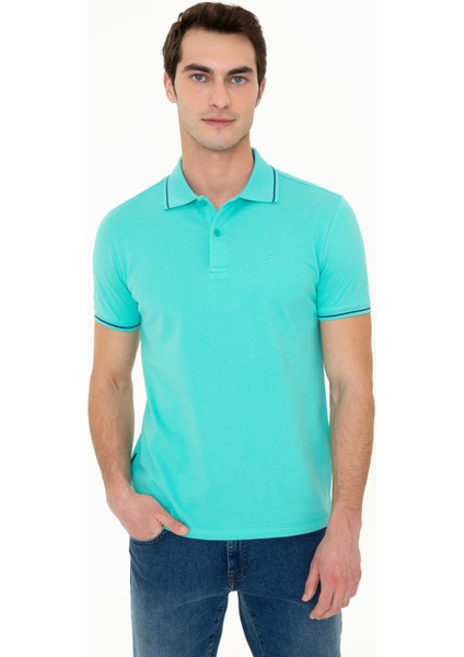 Erkek Mint Yeşili Slim Fit Polo Yaka Basic Tişört 50252448-VR090