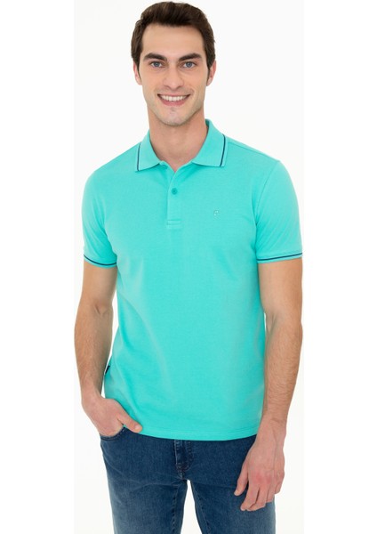 Erkek Mint Yeşili Slim Fit Polo Yaka Basic Tişört 50252448-VR090 modelleri