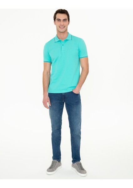 Erkek Mint Yeşili Slim Fit Polo Yaka Basic Tişört 50252448-VR090 indirimleri
