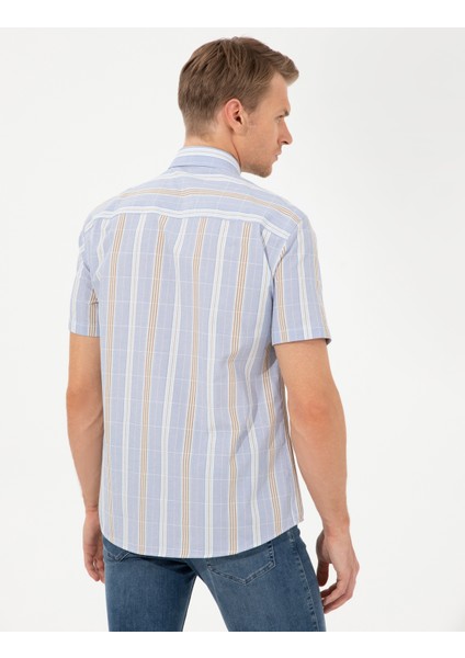 Erkek Mavi Regular Fit Kısa Kollu Gömlek 50249753-VR036