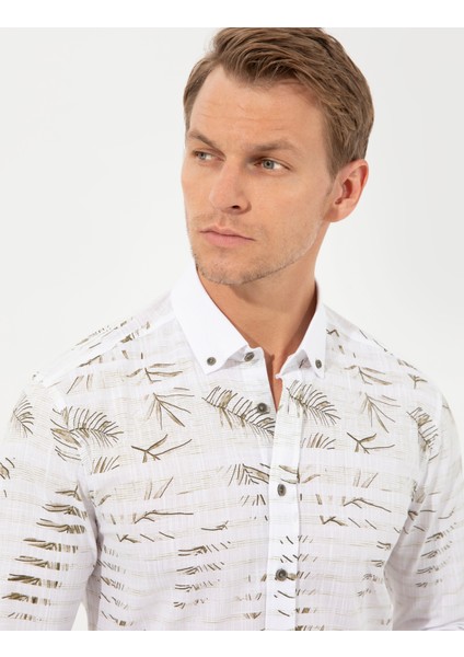 Erkek Yeşil Slim Fit Uzun Kollu Gömlek 50250977-VR054