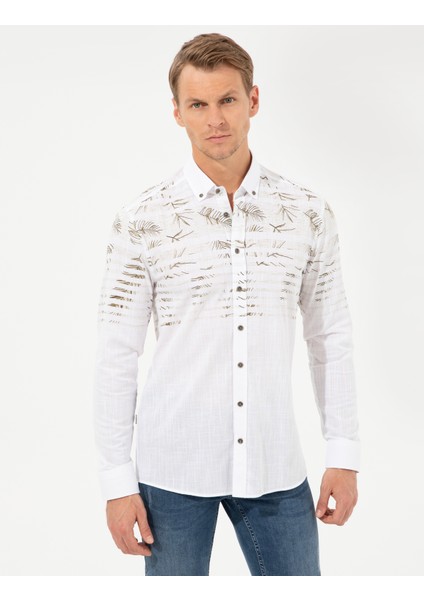 Erkek Yeşil Slim Fit Uzun Kollu Gömlek 50250977-VR054