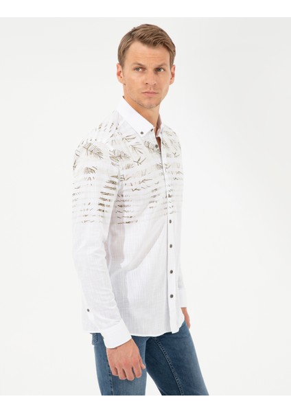 Erkek Yeşil Slim Fit Uzun Kollu Gömlek 50250977-VR054