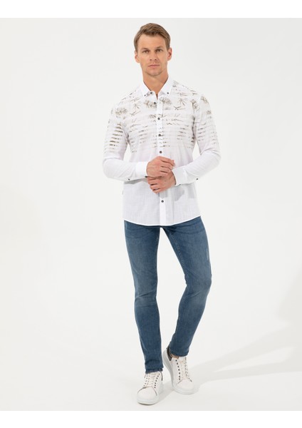 Erkek Yeşil Slim Fit Uzun Kollu Gömlek 50250977-VR054