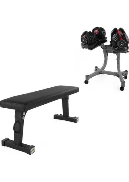 ADB24 2x24 Kg Ayarlanabilir Dambıl + Stand + Düz Bench Set