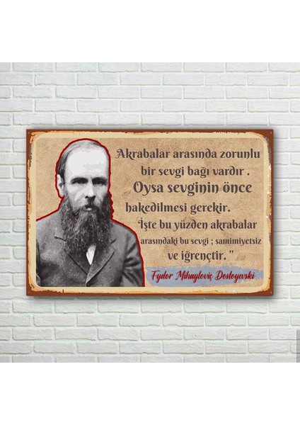 Dostoyevski Retro Ahşap Poster
