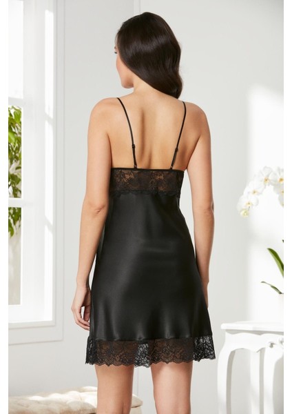 Saten Dantelli Gecelik 890 Siyah fırsatları