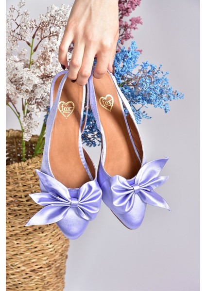 Eflatun Saten Kumaş Kadın Babet H726809004 modelleri