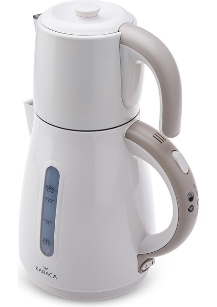 Daystar Çelik Demlikli 2 in 1 Çay Makinesi ve Su Isıtıcı Kettle Latte