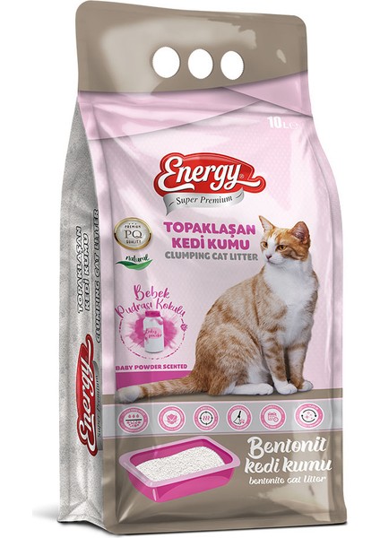 Super Premium Energy 10 lt. Bentonit Kedi Kumu Pudra Kokulu